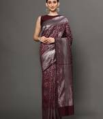Glemora Wine Fancy Ethnic Wear Silk Blend Banarasi Traditional Saree