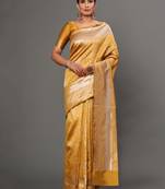 Glemora Yellow Fancy Ethnic Wear Silk Blend Banarasi Traditional Saree
