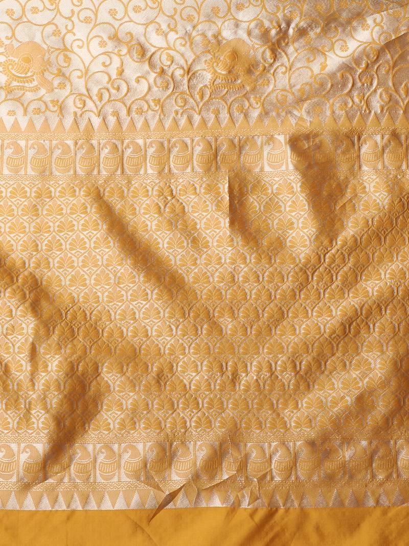 Glemora Yellow Fancy Ethnic Wear Silk Blend Banarasi Traditional Saree