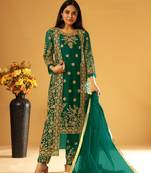 Green embroidered net salwar