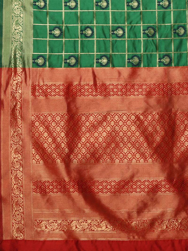 Glemora Green Designer Ethnic Wear Silk Blend Banarasi Traditional Saree