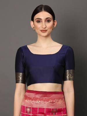 Glemora Pink Designer Ethnic Wear Silk Blend Banarasi Traditional Saree 4