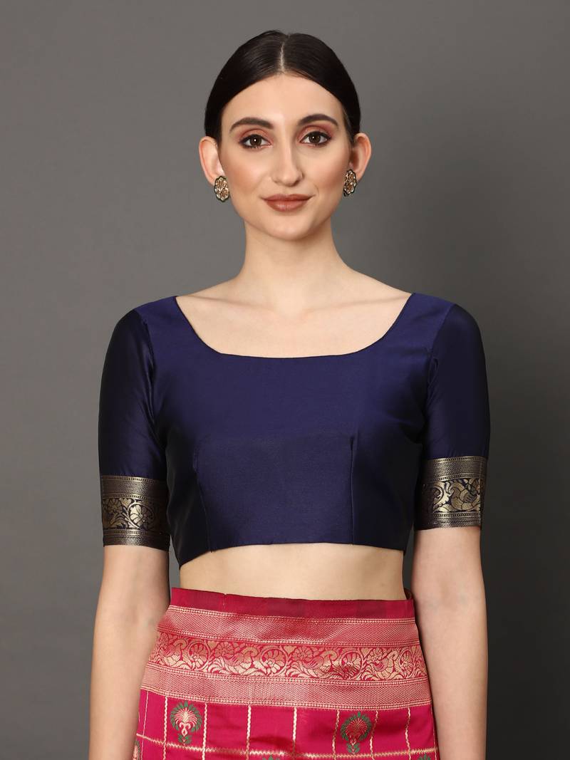 Glemora Pink Designer Ethnic Wear Silk Blend Banarasi Traditional Saree