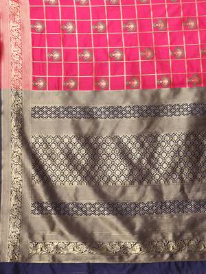 Glemora Pink Designer Ethnic Wear Silk Blend Banarasi Traditional Saree 5