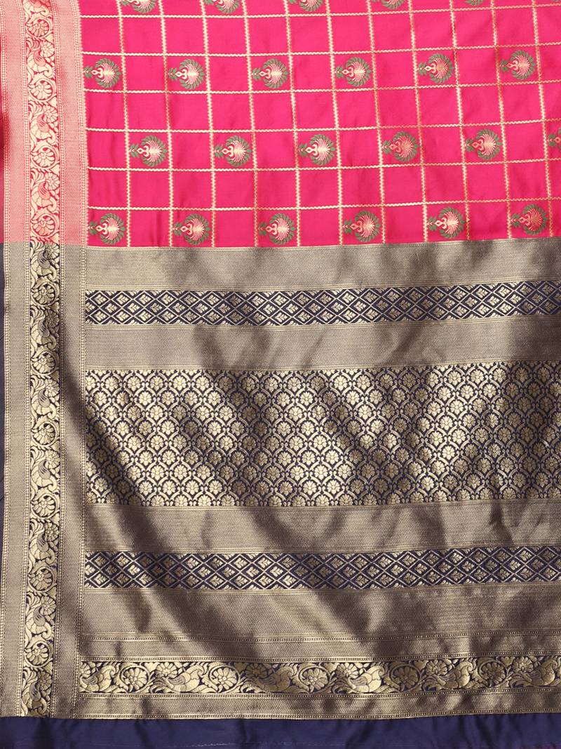 Glemora Pink Designer Ethnic Wear Silk Blend Banarasi Traditional Saree