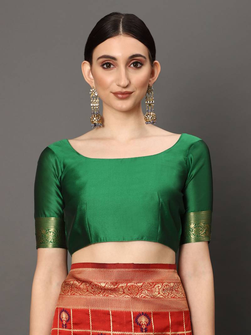 Glemora Red Designer Ethnic Wear Silk Blend Banarasi Traditional Saree