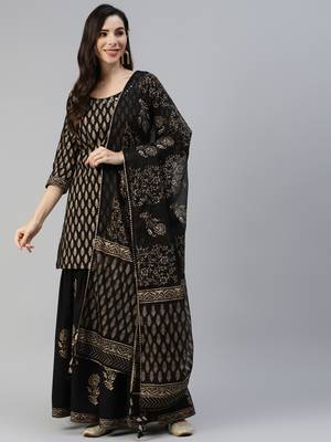 Black floral print cotton salwar 1