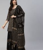 Black floral print cotton salwar