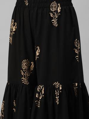 Black floral print cotton salwar 3