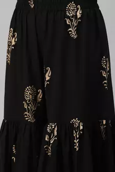 Black floral print cotton salwar