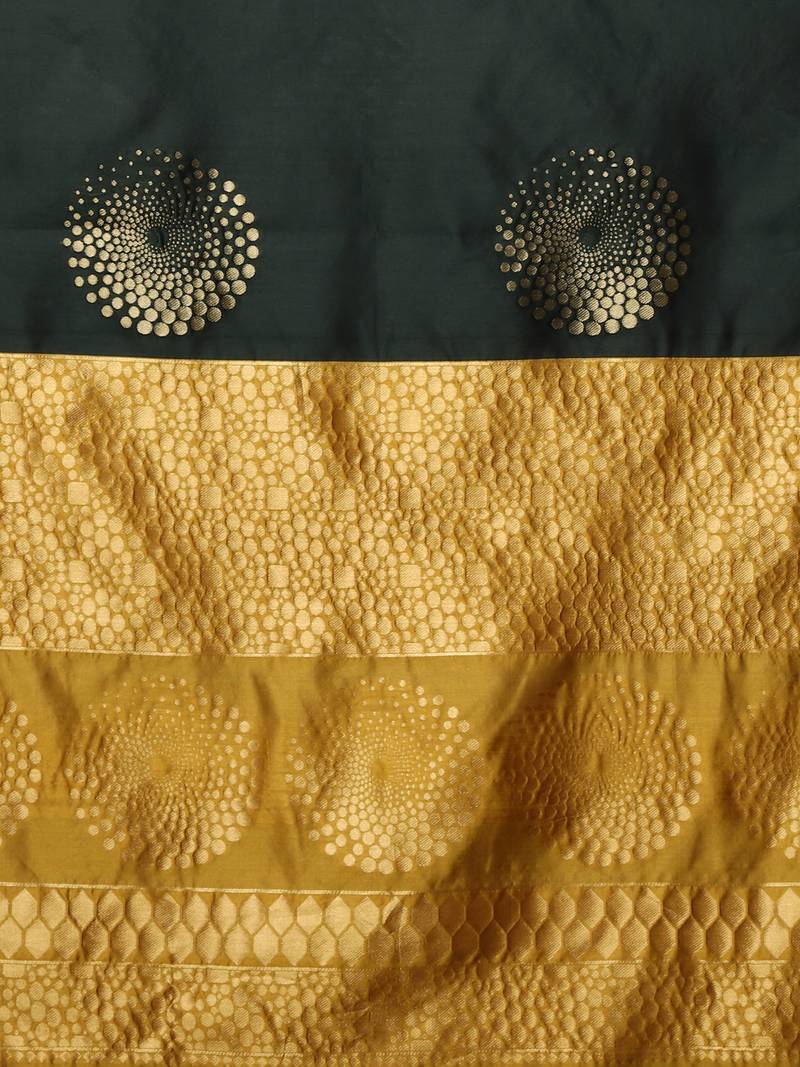 Glemora BlackYellow Beautiful Ethnic Wear Silk Blend Banarasi Traditional Saree