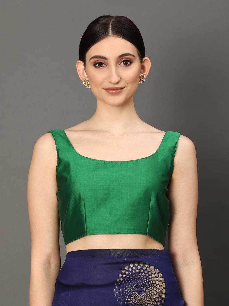 Glemora NevyBlueGreen Beautiful Ethnic Wear Silk Blend Banarasi Traditional Saree