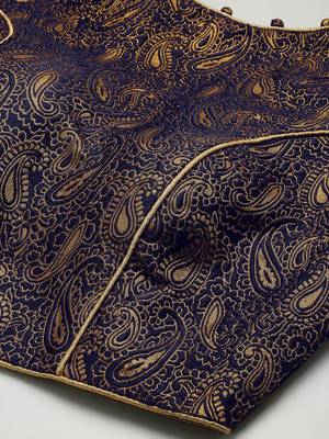 Women Navy Blue Woven Jacquard Readymade Blouse 4
