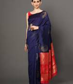 Glemora NevyBlueRed Beautiful Ethnic Wear Silk Blend Banarasi Traditional Saree