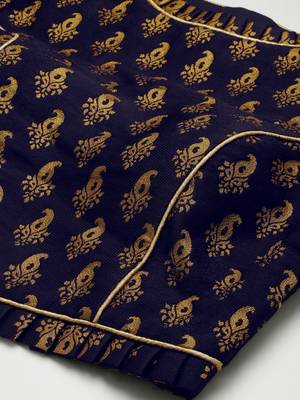 Navy Blue Jacquard Readymade Blouse 4