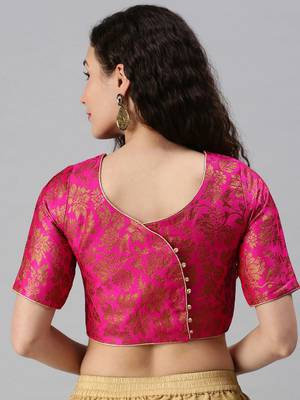 Women Pink Woven Jacquard Readymade Blouse 2