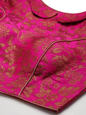 Women Pink Woven Jacquard Readymade Blouse 4