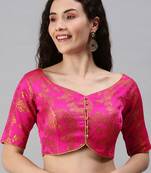 Pink Art Silk Embroidered Readymade Blouse