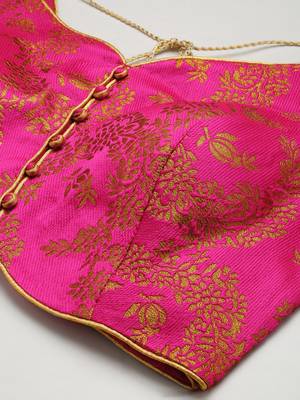 Pink Art Silk Embroidered Readymade Blouse 4
