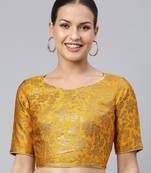 Yellow Art Silk Woven Work Readymade Blouse
