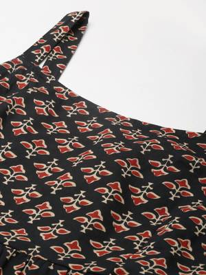 Black printed cotton long-dresses 2