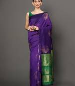 Glemora PurpleGreen Beautiful Ethnic Wear Silk Blend Banarasi Traditional Saree