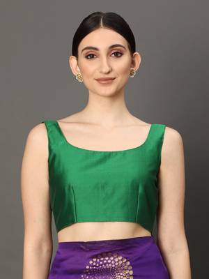 Glemora PurpleGreen Beautiful Ethnic Wear Silk Blend Banarasi Traditional Saree 4