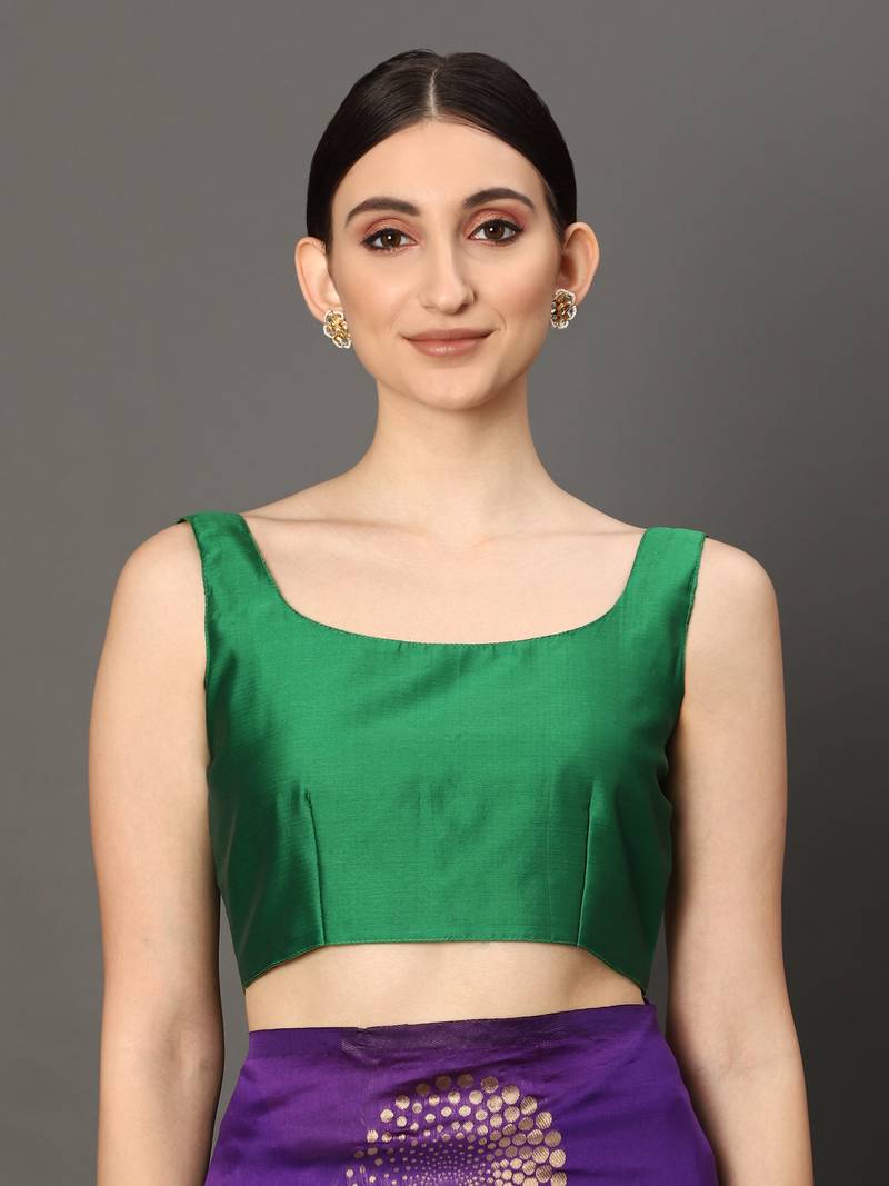 Glemora PurpleGreen Beautiful Ethnic Wear Silk Blend Banarasi Traditional Saree