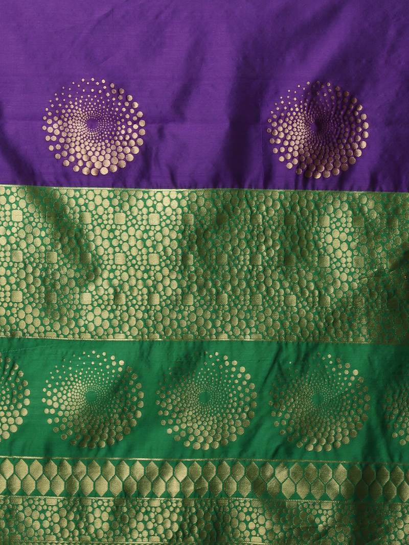 Glemora PurpleGreen Beautiful Ethnic Wear Silk Blend Banarasi Traditional Saree