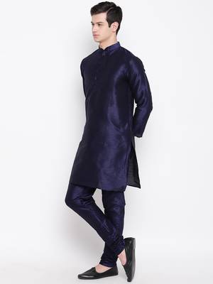 Mag Men's Navy Blue Matching Kurta Churidar With Red Joot Waiscoat For Men (RG-19451-36) 4