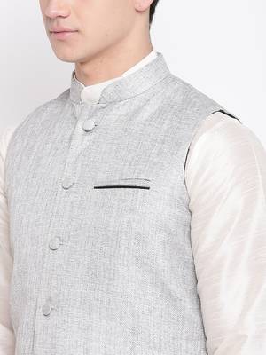 Mag Men's White Matching Kurta Churidar With Gray Joot Waiscoat For Men (RG-19455-36) 2