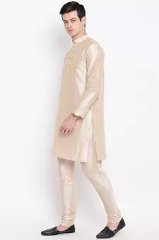 Mag Men's Double Tone Matching Kurta Churidar With  Purple Waiscoat For Men (RG-19457-36)