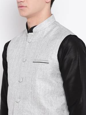 Mag Men's Black Matching Kurta Churidar With Gray Joot Waiscoat For Men (RG-19458-36) 2