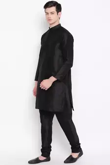 Mag Men's Black Matching Kurta Churidar With Gray Joot Waiscoat For Men (RG-19458-36)