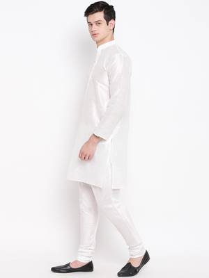 Mag Men's White Matching Kurta Churidar With Black 2nd Waiscoat For Men (RG-19462-36) 3