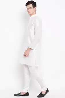 Mag Men's White Matching Kurta Churidar With Black 2nd Waiscoat For Men (RG-19462-36)