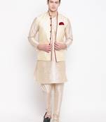 Mag Men's Double Tone Matching Kurta Churidar With Gold Waiscoat For Men (RG-19464-36)
