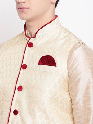 Mag Men's Double Tone Matching Kurta Churidar With Gold Waiscoat For Men (RG-19464-36) 2