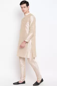 Mag Men's Double Tone Matching Kurta Churidar With Gold Waiscoat For Men (RG-19464-36)