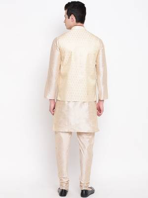 Mag Men's Double Tone Matching Kurta Churidar With Gold Waiscoat For Men (RG-19464-36) 4