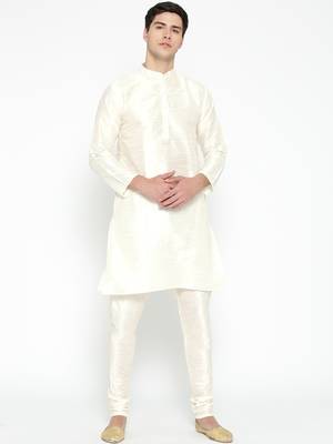 Mag Men's white Matching Kurta Churidar With Gold Waiscoat For Men (RG-19465-36) 4