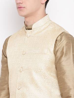 Mag Men's Copper Gold Kurta Gold Churidar With New Gold Waiscoat For Men (RG-19469-36) 2