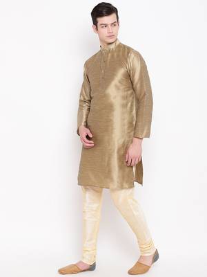 Mag Men's Copper Gold Kurta Gold Churidar With New Gold Waiscoat For Men (RG-19469-36) 3