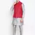Mag Men's Silver Matching Kurta Churidar With Red Joot Waiscoat For Men (RG-19470-36)