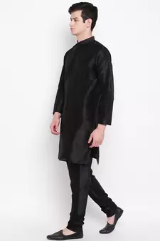 Mag Men's Black Matching Kurta Churidar With New Gold Waiscoat For Men (RG-19472-36)