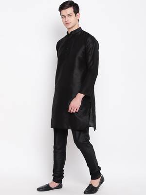 Mag Men's Black Matching Kurta Churidar With Red Joot Waiscoat For Men (RG-19475-36) 3