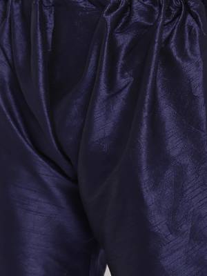 Mag Men's Navy Blue Matching Kurta Churidar With Banarsi Sky Blue Waiscoad For Men  5