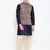 Mag Men's Navy Blue Kurta Gold Churidar With Purple Waiscoat For Men (RG-19481-36)