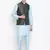Mag Men's Sky Blue Matching Kurta Churiudar With Black 1st Waiscoat For Men (RG-19487-36)