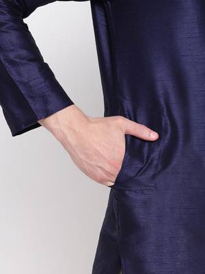 Mag Men's Navy Blue Kurta Gold Churidar With Gold Waiscoat  For Men (RG-19489-36) 5